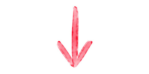 Hand painted red watercolor arrow pointing down © BEN HDA