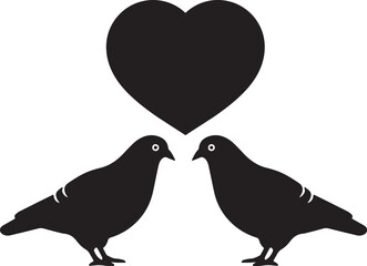 Fototapeta premium Love hearts and two doves illustration