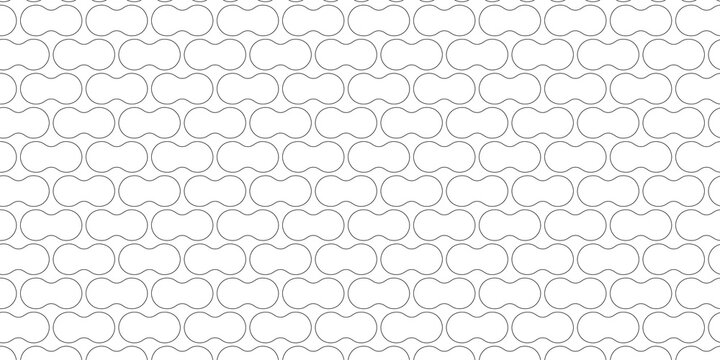 Simple geometric seamless pattern with interlocking rounded shapes on transparent background.