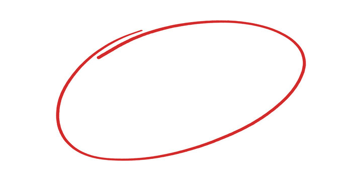 Red hand drawn circle oval