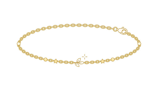 Gold bracelet jewelry flat vector illustration