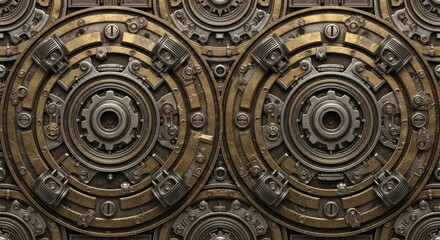 Obraz premium Intricate gear mechanism design detailed metallic circles and industrial aesthetic