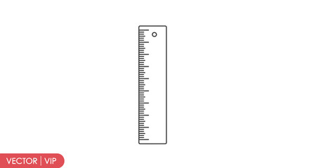 Simple Ruler Icon Vector Illustration - Measuring Tool for School and Office