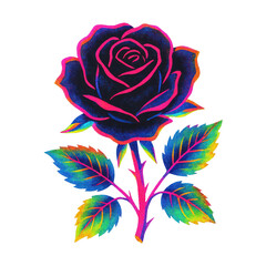 Naklejka premium PNG Vibrant neon rose illustration