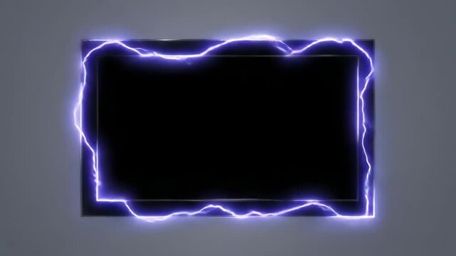 Electric blue lightning bolt frame on dark background, electric power concept