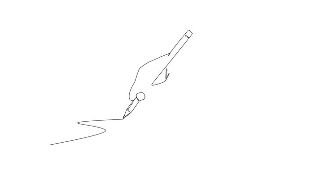 Animation of continuous line drawing hand writing with a pencil creative work