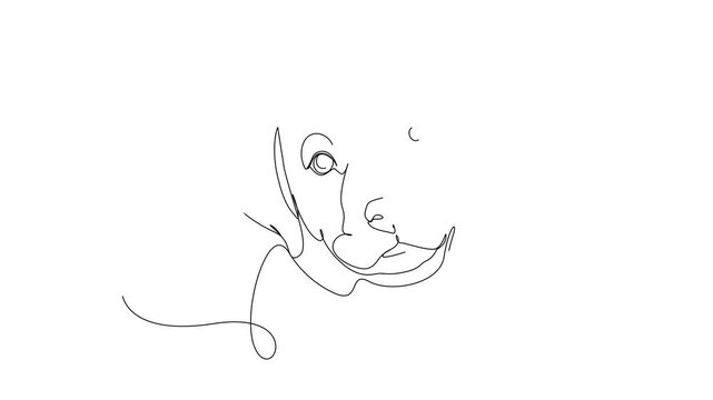 Continuous line drawing of cute young puppy, adorable canine in motion art