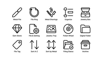 Fototapeta premium Icon set: tools for jewelry making and organization