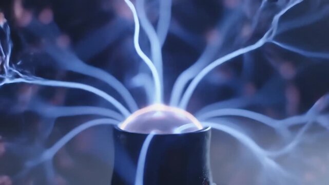 Plasma Ball Lightning Strikes Close Up Science Experiment.