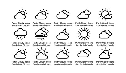 Fototapeta premium Weather icons collection: sun, clouds, wind, and rain symbols