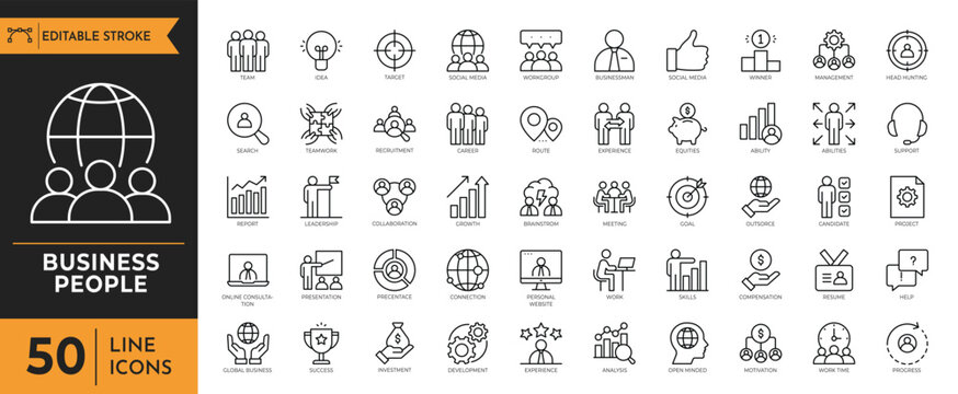 Business professionals collaborate on global projects with technology icons