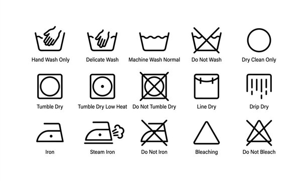 Laundry symbols guide: washing, drying, ironing, and bleaching instructions