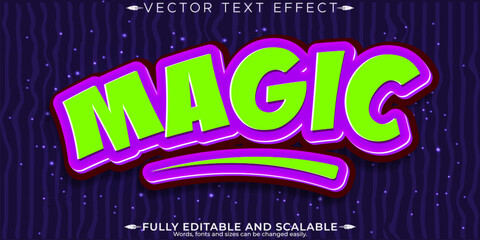 A premium magic text effect with editable green and purple style © Text effect's stock