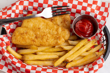 haddock fillets  with french fries