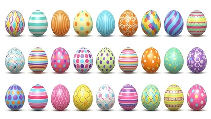 Obraz premium Vibrant easter eggs in various colors and patterns