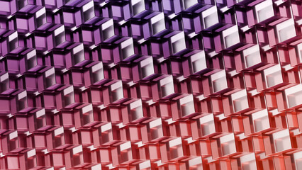 Obraz premium Transparent glass cube grid pattern, abstract geometric technology background, 3D illustration