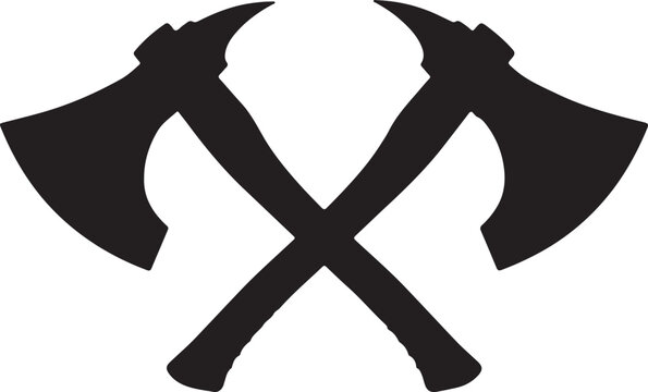 Crossed battle axe silhouette for medieval fantasy and viking themes