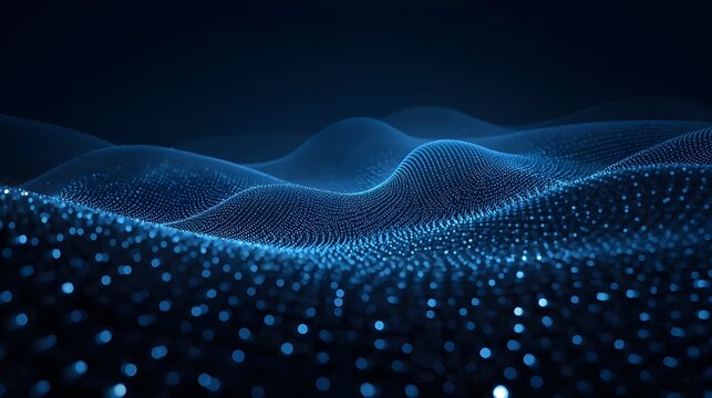 Luminous Dot Matrix Paths and Dynamic Depth Perspective on Dark Gradient are features of this futuristic big data visualization. Vector illustration.