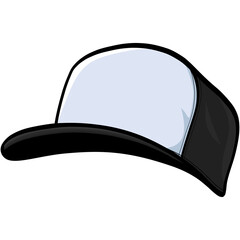 Trucker Hat Cap Snapback Black and White Illustration