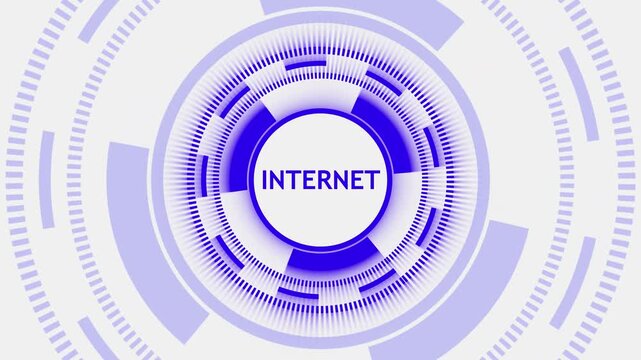 Blue circular hud interface with concentric rings animation on white background. Blue circular hud technology network concept. Blue circular hud digital connectivity and data visualization.