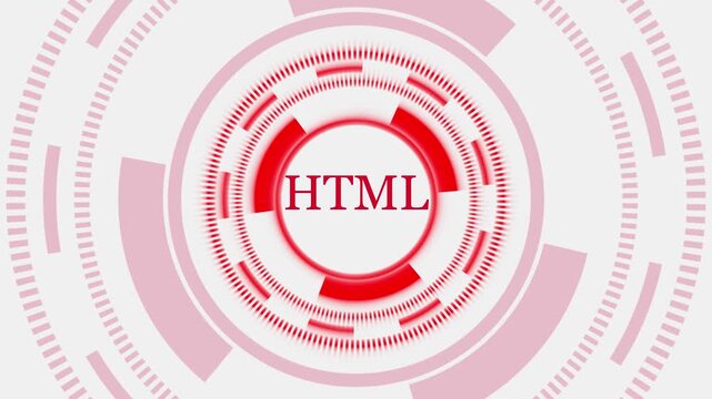 Red circular hud interface with concentric rings animation on white background. Red circular hud technology dashboard concept. Red circular hud digital interface data visualization.