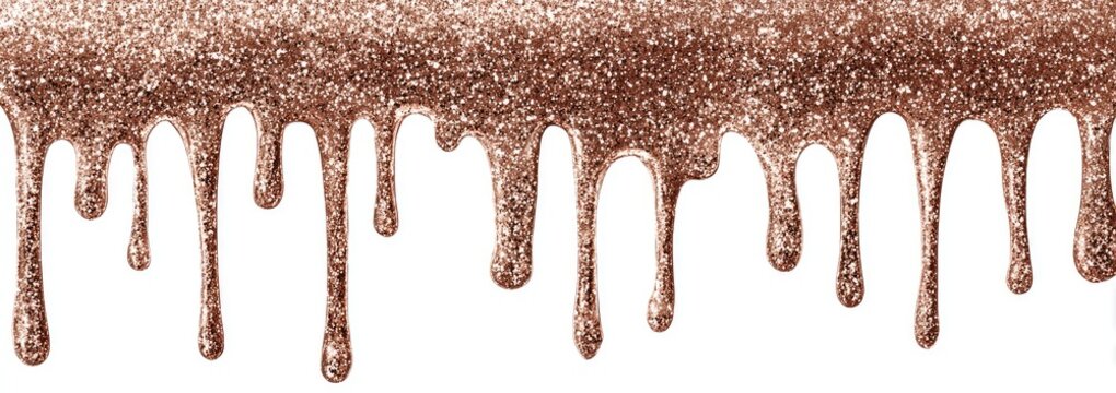 Rose gold glitter texture dripping down