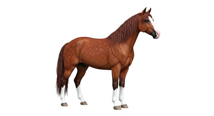 Obraz premium Brown Horse with White Markings on White Background