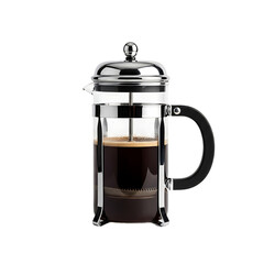 Obraz premium A French press coffee maker on a transparent background with coffee inside