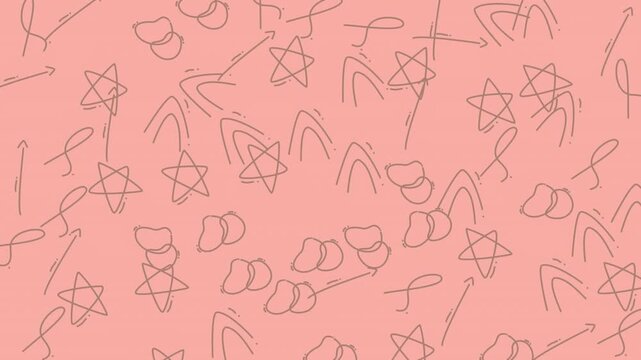 Soft Pink Abstract Doodle Pattern Video Sequence.
