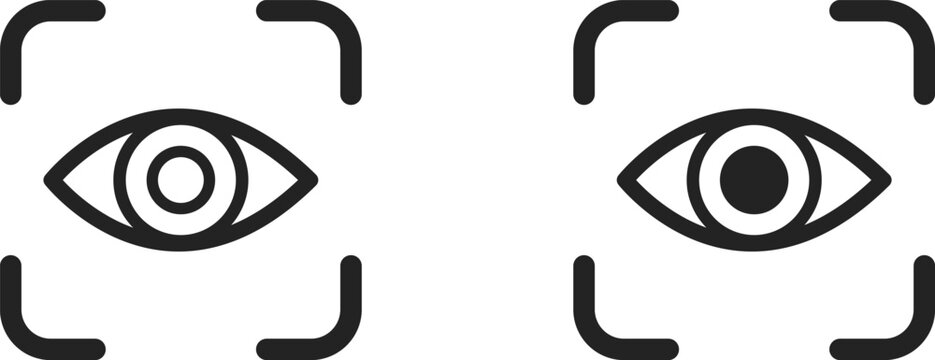 Eye scan recognition, biometric identity verification, face recognition security icon vector design
