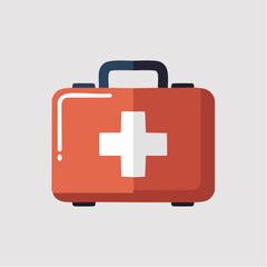 Fototapeta premium First aid kit icon with white cross on orange background