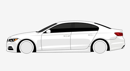 Fototapeta premium Clean white sedan car illustration isolated on a white background design