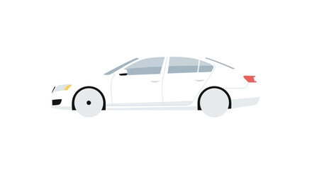 Fototapeta premium Clean white sedan car illustration isolated on white background