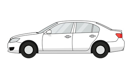 Fototapeta premium Clean white sedan car illustration isolated on white background for design