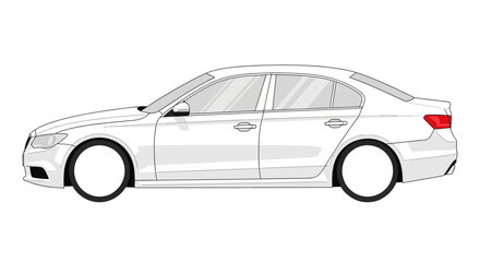 Naklejka premium Clean white sedan car illustration isolated on white background