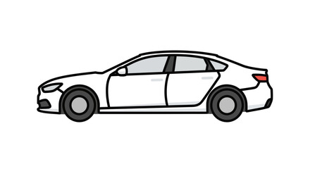 Fototapeta premium Clean white sedan car illustration isolated on white background for design