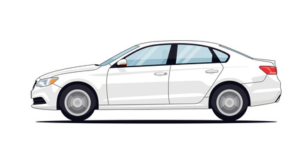 Fototapeta premium Clean white sedan car illustration isolated on white background
