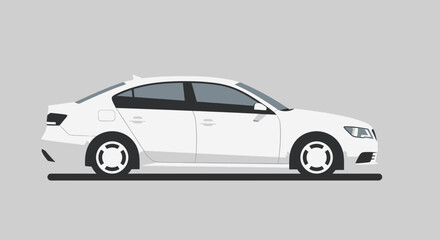Fototapeta premium Clean white sedan car illustration on gray background isolated design