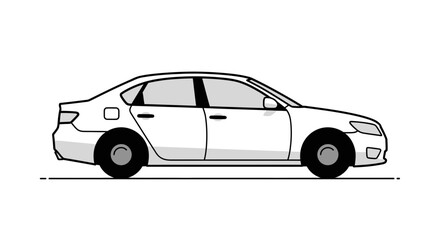 Fototapeta premium Clean white sedan car illustration vector isolated on white background