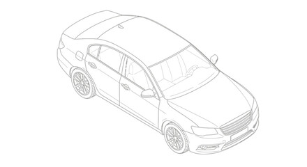 Fototapeta premium Isometric illustration of a modern sedan car isolated on white background