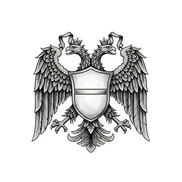 Silver Double-Headed Eagle with Crown and Shield Emblem