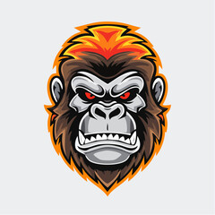 Gorilla Head Logo Design Vector Illustration.