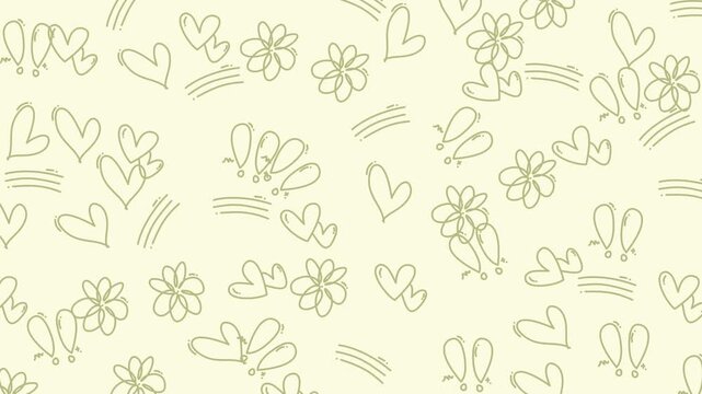 Soft Floral Doodle Pattern Background Loop Video.