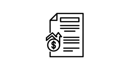 Outline icon illustrating financial document progress and increasing monetary value reports