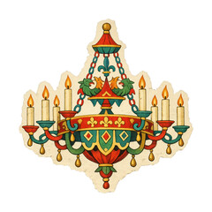 Obraz premium PNG Vintage ornate chandelier illustration.