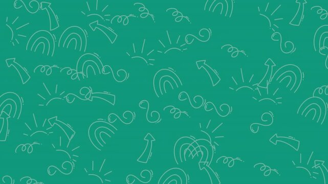Dynamic Teal Doodle Pattern Background For Video.