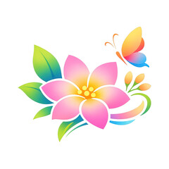 Naklejka premium PNG Colorful floral design with butterfly