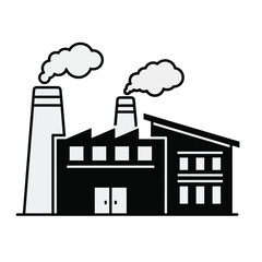 Naklejka premium Industrial Factory Building with Smoking Chimneys