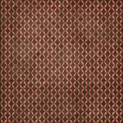Brown and coral geometric seamless pattern with interlocking shapes. Retro textured background perfect for wallpaper, textiles and interior decor.