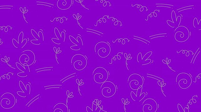 Purple abstract doodle pattern video montage.